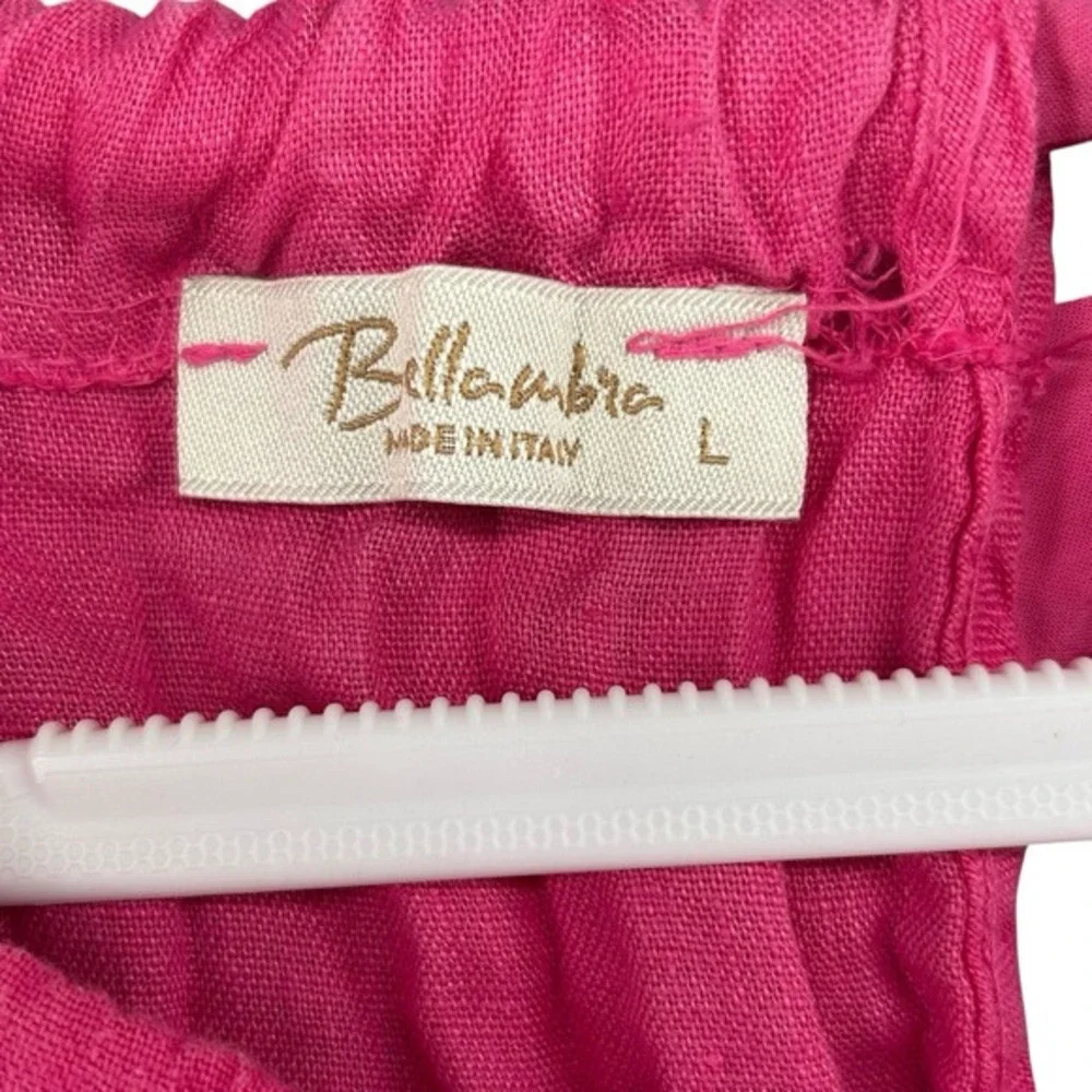 Bellambia Linen Trapeze Dress Pink Back Tie Womens Size Large Swim Cover Beach‎